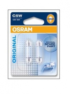 6418-02B OSRAM - Лампа софитная вспомогат. освещения C5W 12V 5W SV8.5-8 (2 шт) blister ( ) (Фото 1)
