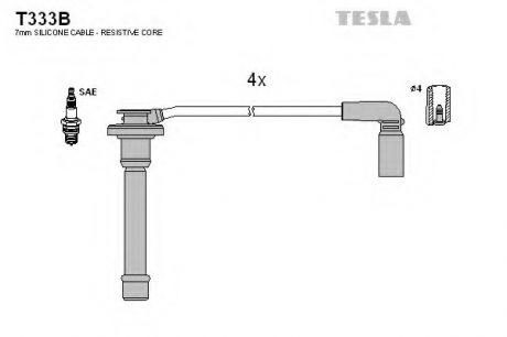 T333B TESLA - Комплект проводов зажигания (Фото 1)