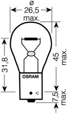 7507DC-02B OSRAM - Лампа накаливания PY21W 12V 21W BAU15s DIADEM Chrome (2шт blister)  (Фото 1)