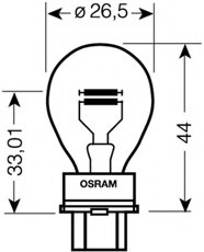 3157 OSRAM - Лампа вспомогат. освещения 27/7W 12V W2.5x16q ( ) (Фото 1)