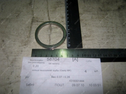 1016001444 GEELY - Прокладка приемной трубы (кольцо) (Фото 1)