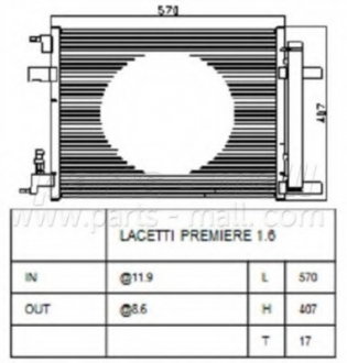 PXNCC-043 PARTS-MALL - P13377762 Конденсер кондиционера PMC Lacetti (Фото 1)