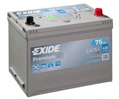 EA754 EXIDE - Аккумулятор   75Ah-12v  PREMIUM (267х172х220),R,EN630 (Фото 1)