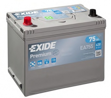 EA755 EXIDE - Акумулятор стартерний  Premium 6СТ-75 АЗІЯ  () (Фото 1)