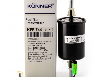 KFF-744 KONNER - Фильтр очистки топлива бензиновый корпусный (с  проводом) (Фото 1)