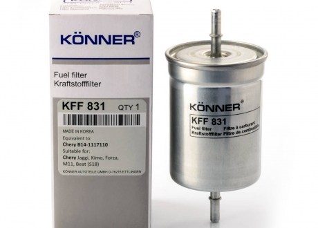 KFF-831 KONNER - Фильтр очистки топлива бензиновый корпусный (под клипсу, без провода) (Фото 1)