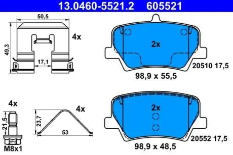 Колодки тормозные задние Geely Monjaro ATE 4050078100