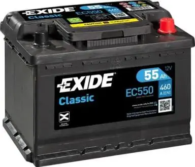Акумулятор 55Ah-12v CLASSIC (242х175х190), R, EN460 EXIDE EC550