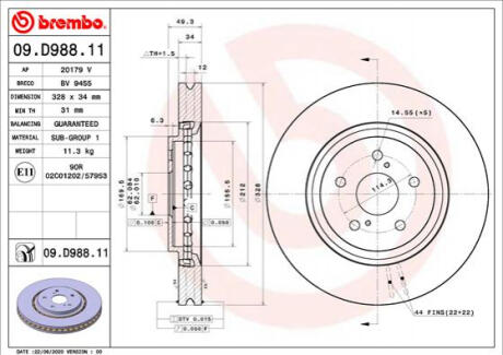 Диск тормозной передний BREMBO 43512-78020